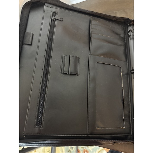 Buxton Velvet Touch Cowhide Black Leather Portfolio Notepad Binder 12.5"x10.5" - Picture 7 of 16